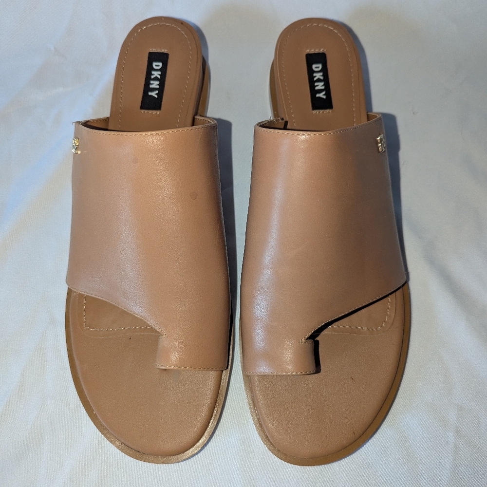 DKNY Tan Genuine Leather Sandals/ Flats